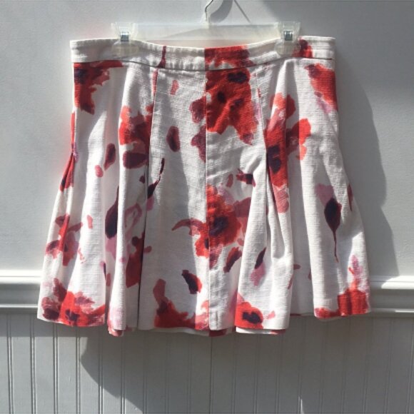 Kenar Watercolor pleated Floral linen Skirt size 12 - Picture 6 of 7